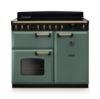 Rangemaster 18312 Classic Deluxe 100 Induction Range Cooker in Mineral Green with Antique Brass Trim - CLDL100EIPMGR/AB1