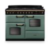 Rangemaster 18326 Classic Deluxe OC 110 Dual Fuel Range Cooker in Mineral Green with Antique Brass Trim - CLDLO110DFPMGR/AB1