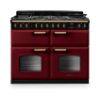 Rangemaster 18369 Classic Deluxe BC 110 Dual Fuel Range Cooker with Slow Cook Oven in Bordeaux with Antique Brass Trim - CLDLB110DFPBOR/AB1
