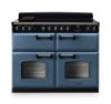 Rangemaster 14929 Classic Deluxe BC 110 Induction Range Cooker with Slow Cook Oven in Stone Blue with Chrome Trim - CLDLB110EIPSTB/CM1
