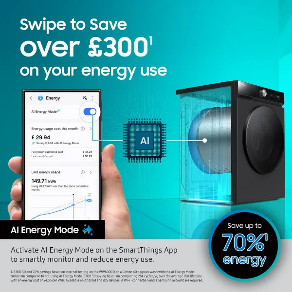 Samsung WW11DG5B25ABEU 11kg 1400 Spin Washing Machine - Black_swipe to save