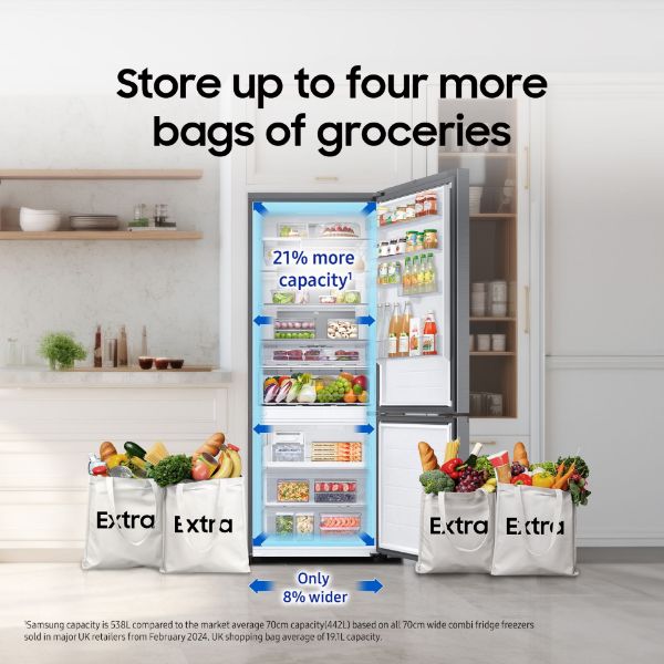 Samsung RB50DG632ES9EU  Series 8 SpaceMax™ 505L Smart Combi Fridge Freezer in Silver_storage