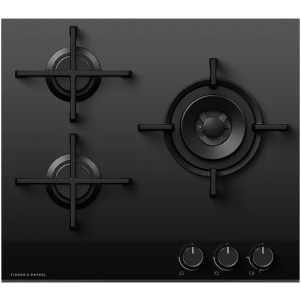 Fisher & Paykel CG603DNGGB4 60cm 'Gas on Glass' 3 Burner - Black