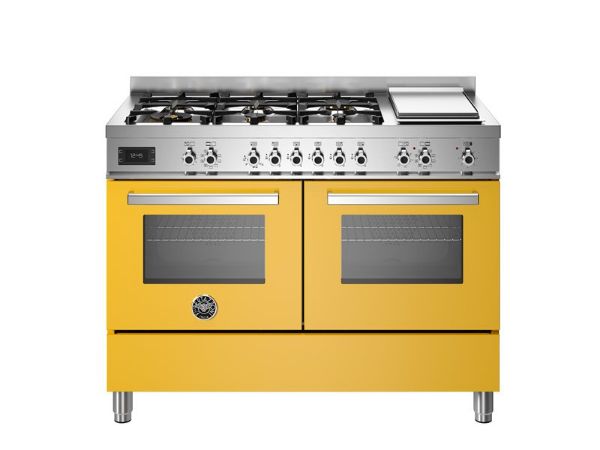 Bertazzoni Professional 120cm Dual Fuel Range Cooker with Twin Oven in Giallo
