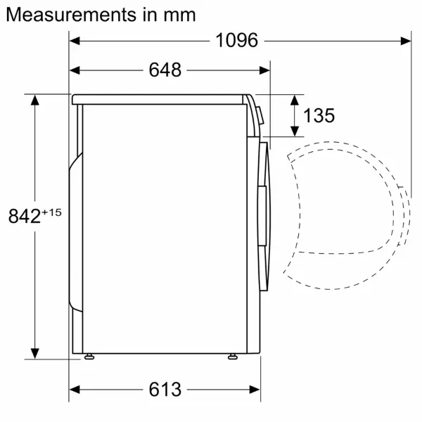 Siemens WQ46H2DXGB Heat Pump Tumble Dryer in Silver Inox_measurements