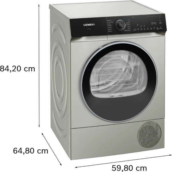 Siemens WQ46H2DXGB Heat Pump Tumble Dryer in Silver Inox_dimensions