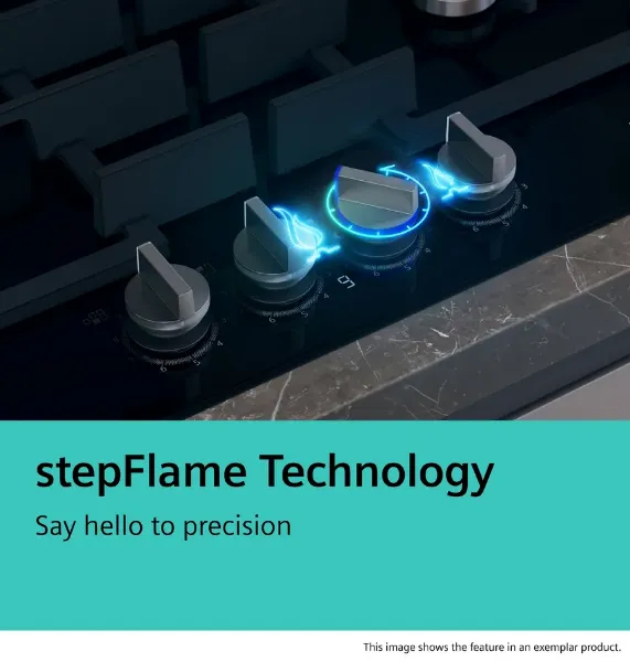 Siemens EP9A6MI40 90cm Gas Hob in Black_stepflame technology
