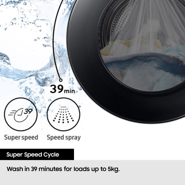 Samsung WD11DG5B15BEEU Series 5 AI Energy 11kg/6kg 1400 Spin  Washer Dryer - White_super speed cycle