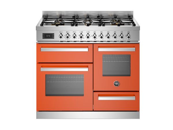 Bertazzoni Professional 100cm Dual Fuel XG Range Cooker in Arancio