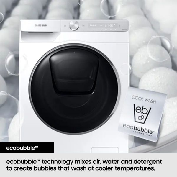 Samsung WW11DB8B95GHU1  Series 8 AI Energy 11kg 1400 Spin Smart Washing Machine - White_ecobubble