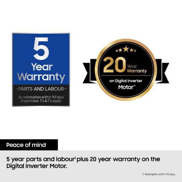Samsung DV90BB9445GHS1 Series 8 9kg Smart Heat Pump Tumble Dryer - White_warranty