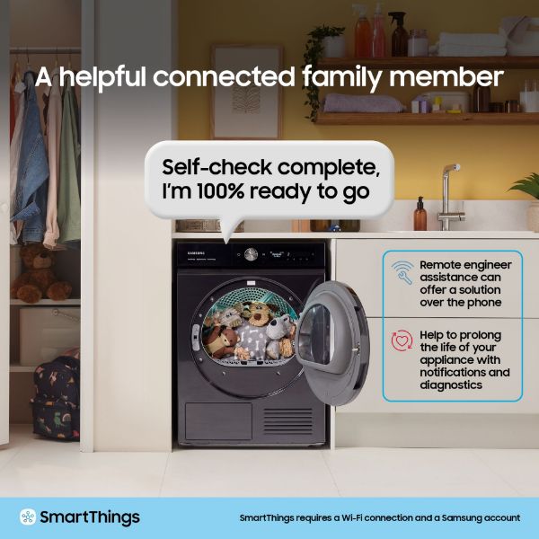 Samsung DV90BB9445GHS1 Series 8 9kg Smart Heat Pump Tumble Dryer - White_smart things