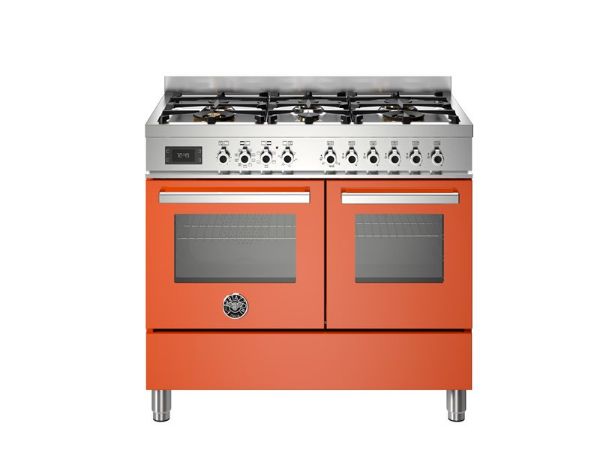 Bertazzoni Professional 100cm Dual Fuel Twin Oven Range Cooker in Arancio