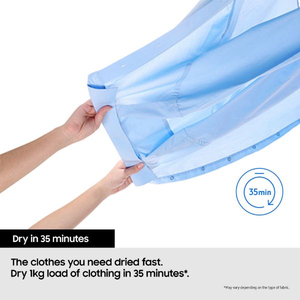 Samsung DV90T6240LB/S1 9kg AI Energy Smart Heat Pump Tumble Dryer in Black_dry in 35 minutes