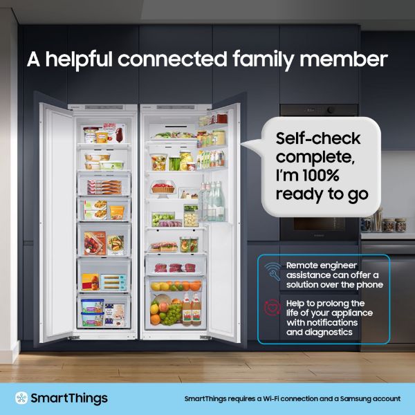 Samsung BRB70F26DES0EU 54cm 60/40 Series 6 SpaceMax™  Smart Integrated Frost Free Fridge Freezer - White_smart things