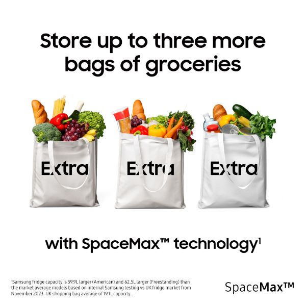 Samsung RB34C600ESA/EU 59.5cm 60/40 SpaceMax™ 344L Smart Combi Frost Free Fridge Freezer - Silver_spacemax