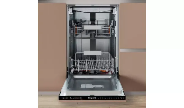 Hotpoint HP6IC11BS7LA0UK Slimline Integrated Dishwasher open