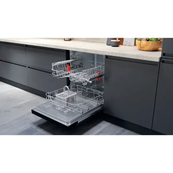 Hotpoint H3B L626 B UK Semi Integrated 14 Place Settings Dishwasher - Black open 2