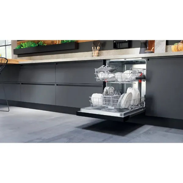Hotpoint H3B L626 B UK Semi Integrated 14 Place Settings Dishwasher - Black open 3