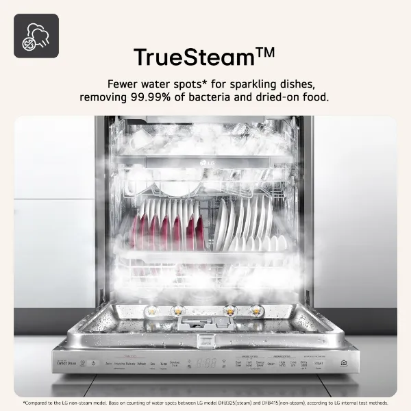 LG DB476TXS 14 Place Setting TrueSteam™ Full Size Integrated Dishwasher_truesteam