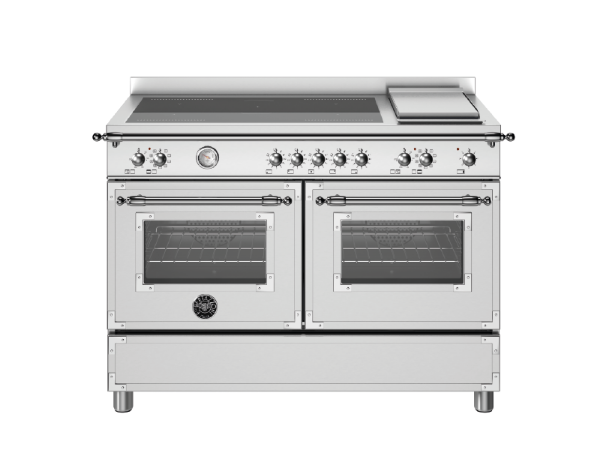 Bertazzoni Heritage 120cm Induction  Range Cooker Twin Oven with Griddle Dual Fuel in Stainless Steel