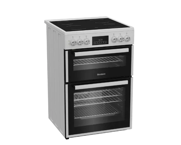 Blomberg HKRN651W 60cm Double Oven Electric Cooker with Vitroceramic Hob - White_angled