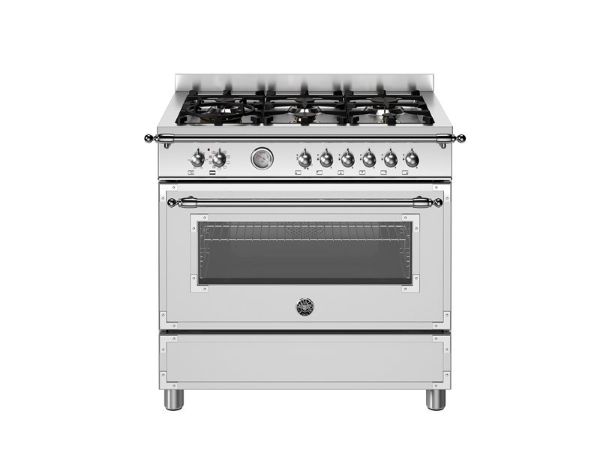 Bertazzoni Heritage 90cm Dual Fuel Range Cooker Single Oven in Stainless Steel