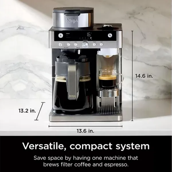 Ninja CFN802UK Espresso & Filter Coffee Machine - Silver / Black_versatile compact system