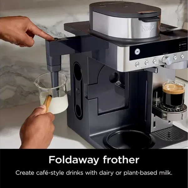 Ninja CFN802UK Espresso & Filter Coffee Machine - Silver / Black_foldaway frother