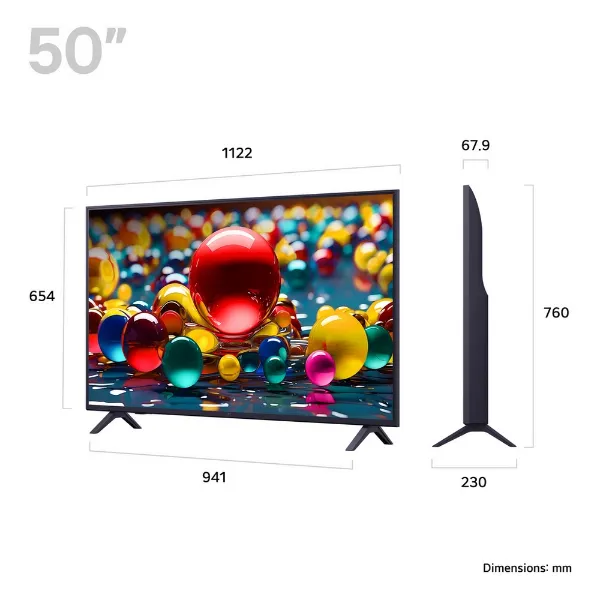 LG 50UA74006LB.AEK 50" 4K Ultra HD Smart TV_dimensions
