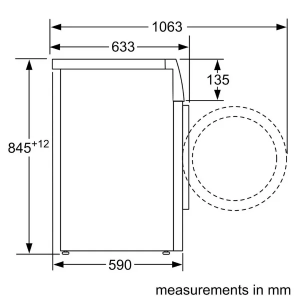 Bosch WAN28258GB 8kg 1400 Spin Washing Machine in White_measurements