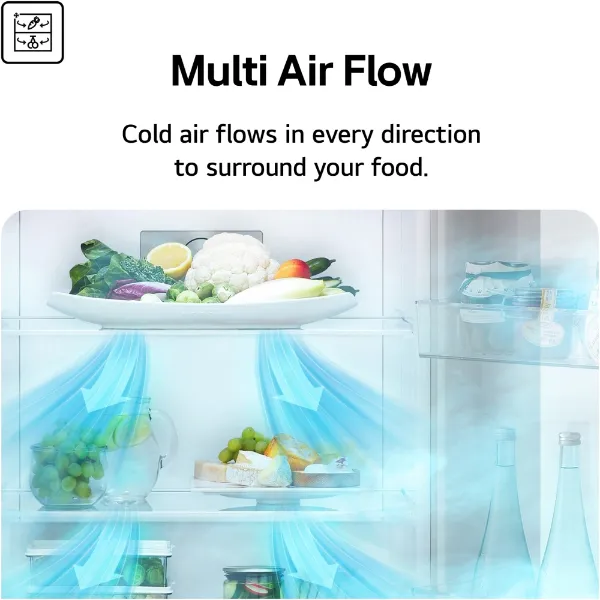 LG GMM41MSBEM 474L American Style Multi Door Fridge Freezer in Silver_multi air flow
