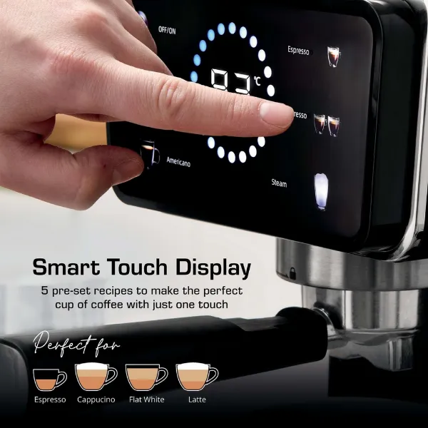 Swan SK22113BLK Espresso Coffee Machine - Black_smart touch display