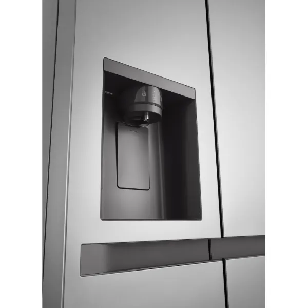 LG GSLC41PYPE 641L NatureFRESH Side-By-Side American Style Fridge Freezer in Prime Silver_angled water dispenser