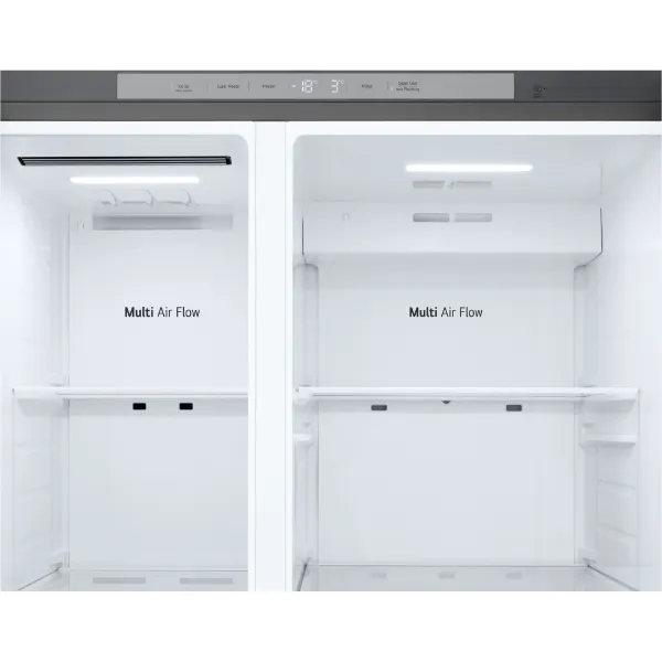LG GSLC41PYPE 641L NatureFRESH Side-By-Side American Style Fridge Freezer in Prime Silver_shelves