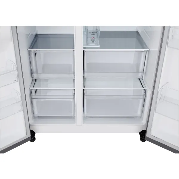 LG GSLC41PYPE 641L NatureFRESH Side-By-Side American Style Fridge Freezer in Prime Silver_drawers