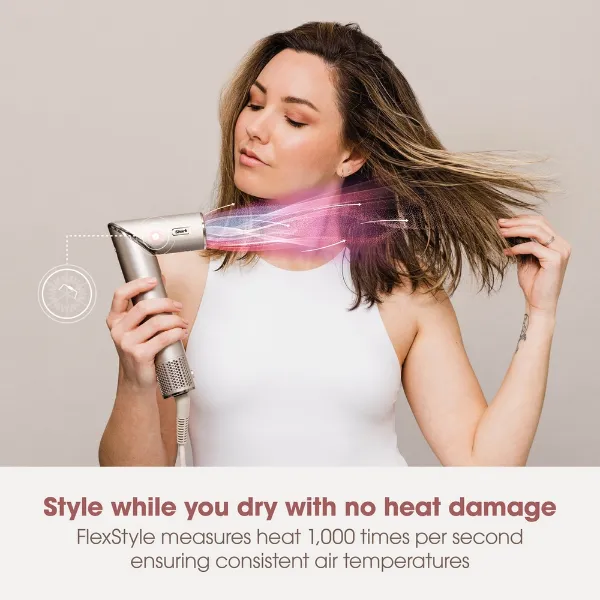 Shark HD436SLUK FlexStyle Air Styler & Hair Dryer for Straight & Wavy Hair - 4 Attachments - Stone_flexstyle