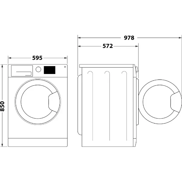 Hotpoint NSWF7469GGUK Freestanding AntiStain 7kg Washing Machine in Graphite _Dimensions