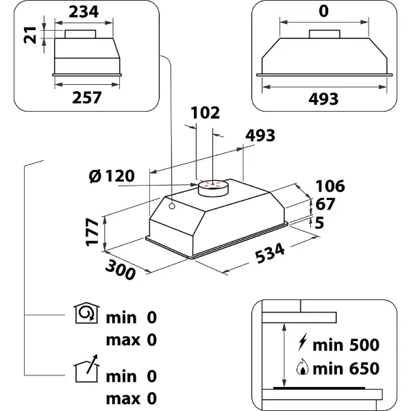 Hotpoint PCT64FLSS Integrated Cooker Extractor Fan_Dimensions