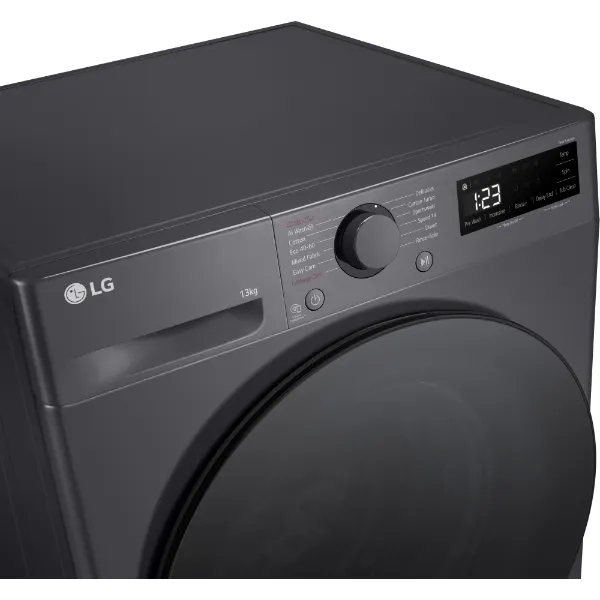 LG F4Y513GBLN1 13kg Direct Drive Washing Machine in Slate Grey_angled