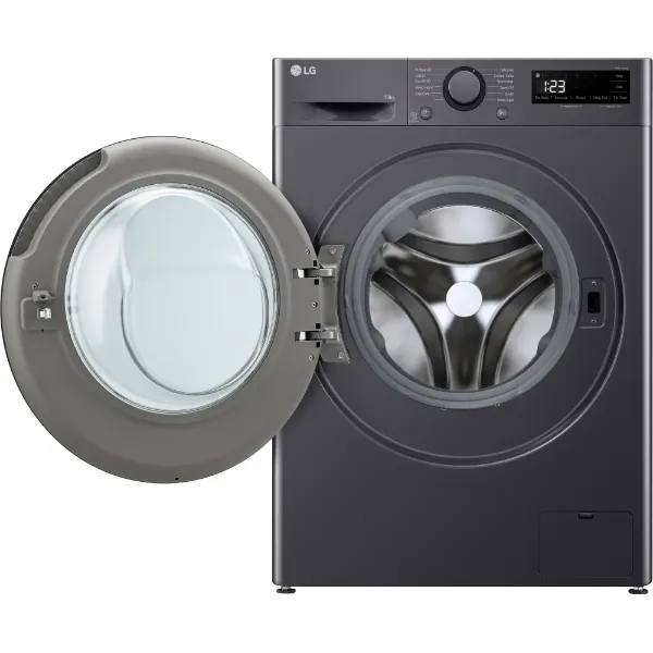 LG F4Y513GBLN1 13kg Direct Drive Washing Machine in Slate Grey_open door