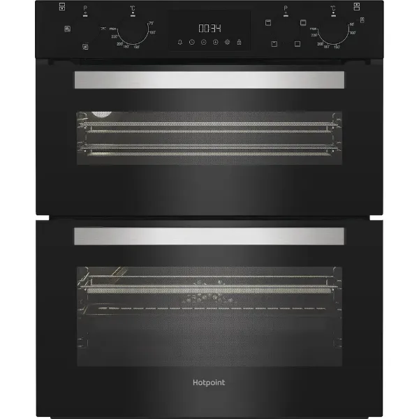 Hotpoint DUH10DB 72cm Built Under Double Fan Oven with Enamel Liners
