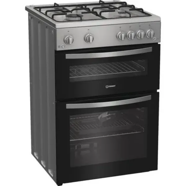 Indesit IDG6GS 60cm Gas Double Cooker - Silver