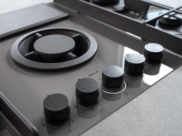 Elica NT-FLAME-EVO-GR NikolaTesla Flame 90cm Venting Gas Hob in Grey_knobs