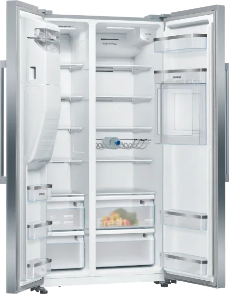Siemens KA93GAIDP iQ500 American Style Side by Side Freestanding Fridge Freezer in Brushed Steel Anti-fingerprint