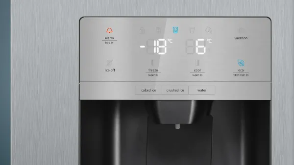 Siemens KA93GAIDP iQ500 American Style Side by Side Freestanding Fridge Freezer in Brushed Steel Anti-fingerprint