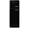 Smeg FAB30LBL6UK 60cm 50’s Style Left Hand Hinged Freezer over Fridge In Black
