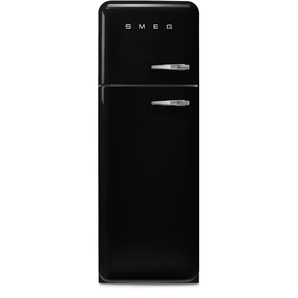 Smeg FAB30LBL6UK 60cm 50’s Style Left Hand Hinged Freezer over Fridge In Black