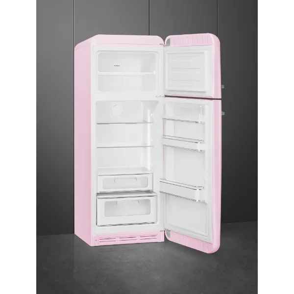 Smeg FAB30RPK6UK 60cm 50’s Style Fridge Freezer Right Hand Hinged In Pastel Pink