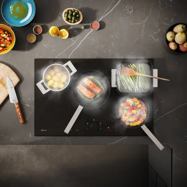 Neff V68YYX4B0 Flex Design 80cm Induction hob with Integrated Ventilation System in Matt Black